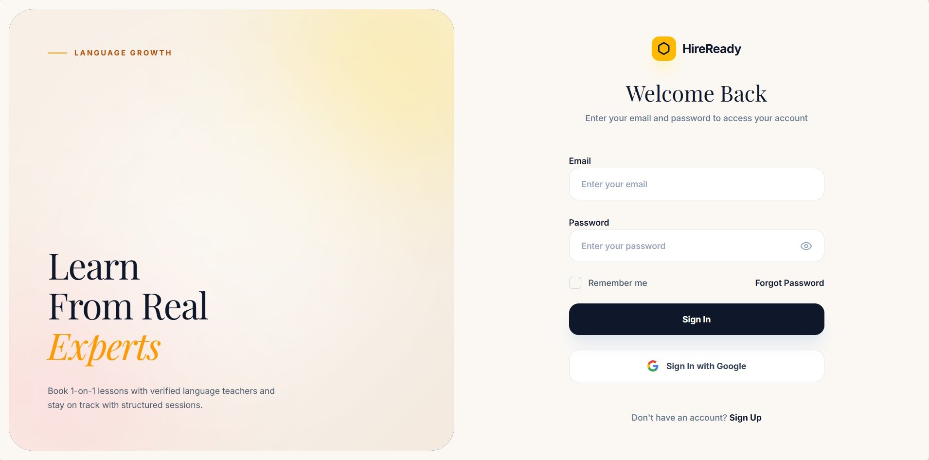 HireReady dashboard and funnel structure